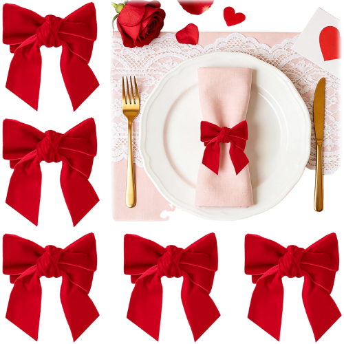 Amazon Red Ribbon Bow Napkin Rings