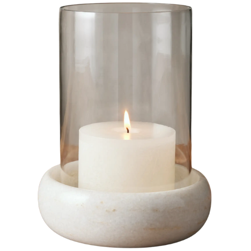 Arhaus Rhodes White Marble Hurricane