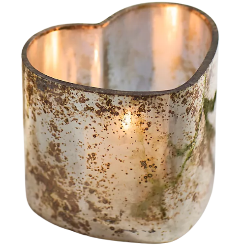 Anthropologie (US) Antiqued Glass Heart Votive Holder Set