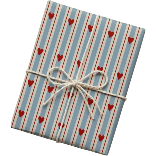 Etsy (US) Retro Striped Hearts Wrapping Paper Valentines Day Gift Wrap