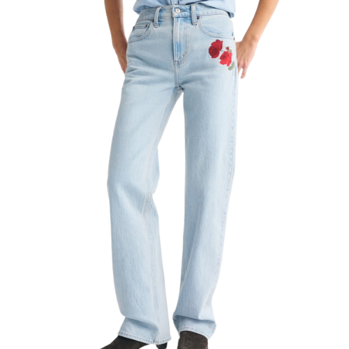 High Rise 90s Relaxed Rose Embroidered Jean Abercrombie