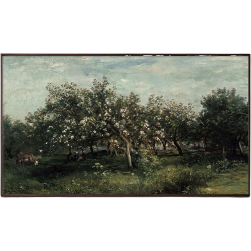 Vintage spring landscape orchard frame tv art