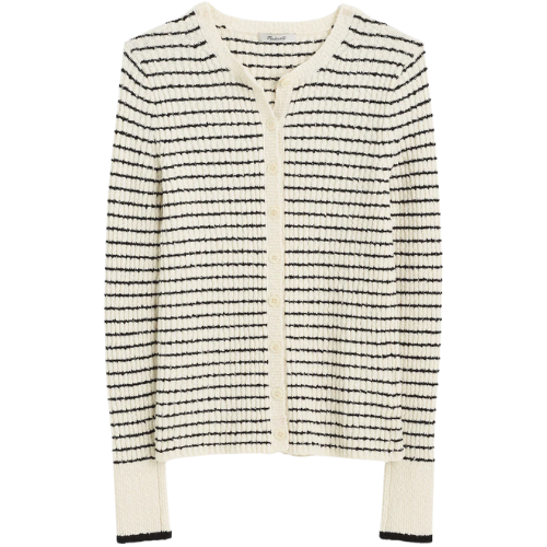 Madewell Striped Boucle Knit Cardigan sweater