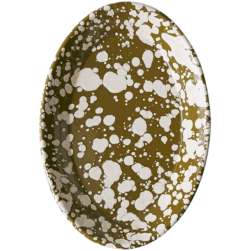 Toast Splatter Enamel Platter olive green