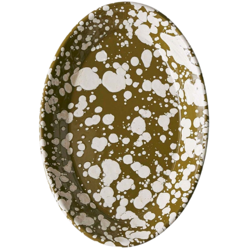 Toast Splatter Enamel Platter olive green