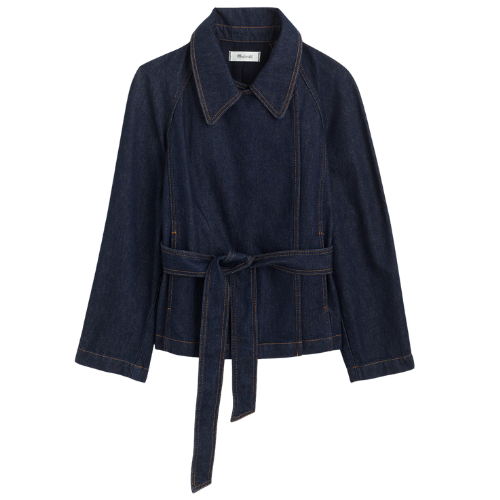 Madewell Denim Double-Breasted Crop Trench Coat