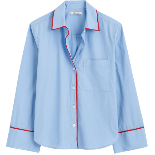 Madewell The Signature Y-Neck PJ Shirt in Poplin oxford button down