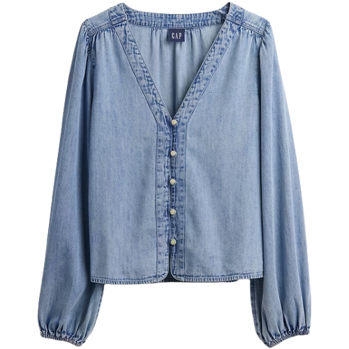 Gap (US) Denim Puff-Sleeve Top