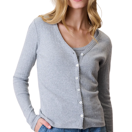 Marea Pointelle Cardigan - Grey