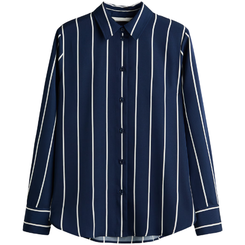 H&M striped button down shirt navy
