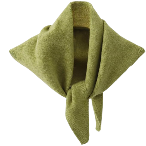 Amazon Knit Triangle Scarf Olive Green neck