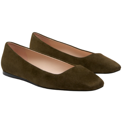 Tuckernuck (US) Dark Olive Suede Nadia Flats