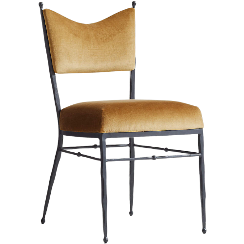 Crate & Barrel Rodin Ochre Velvet Dining Chair by Athena Calderone