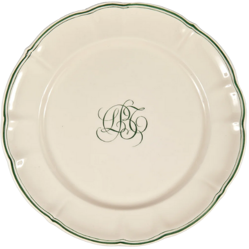 Over The Moon Bespoke Milano Plate with Central Simple Monogram