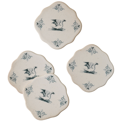 Magnolia Ceramic Swan Coaster set of Four