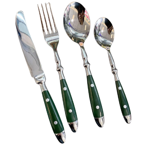 Amazon (US) 24 Pieces Silverware Set, Green Flatware Set