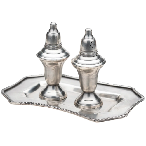 Antique Silver Salt And Pepper Set With Tray Wayfair