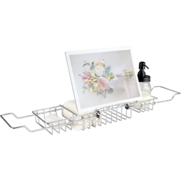 Stainless Steel Shower Caddy Tray with Removable Book Holder Amazon