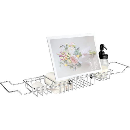Stainless Steel Shower Caddy Tray with Removable Book Holder Amazon