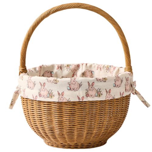 West Elm (US) Pink Chicken Woven Easter Basket w/ Liner