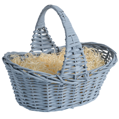 World Market Oval Willow Gift Basket Kit with Handle blue