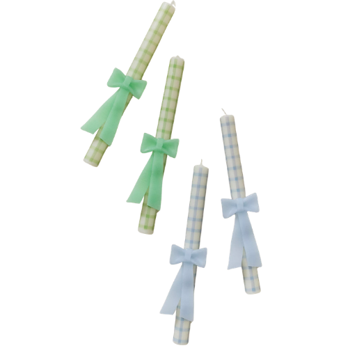 Anthropologie (US) Gingham Bow Taper Candles, Set of 2