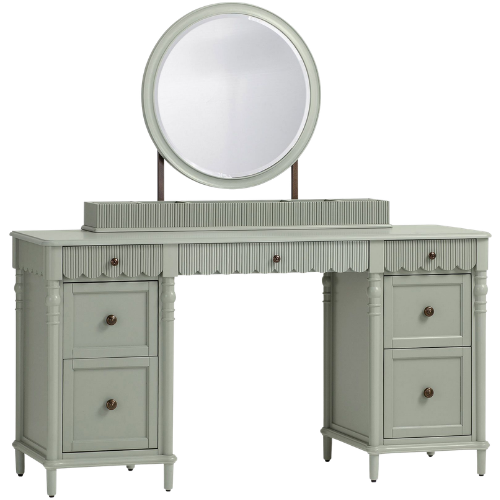 Pottery Barn Teen Chris Loves Julia Scallop Storage Vanity Desk Stone Green