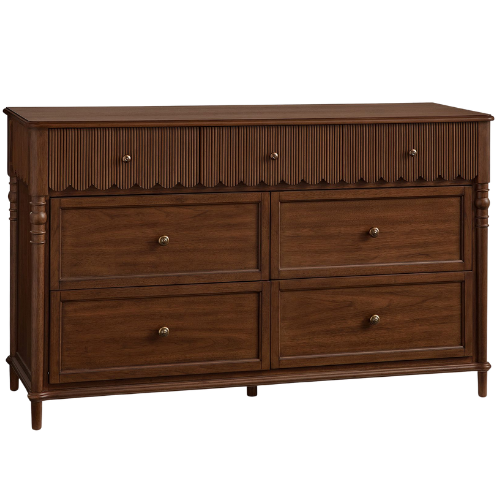 Pottery Barn Teen Chris Loves Julia 7-Drawer Scallop Dresser Heritage Walnut