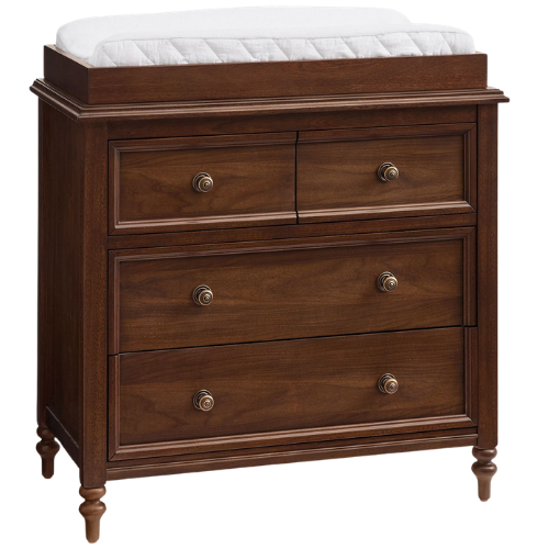 Pottery Barn Kids Chris Loves Julia Turned Wood 4-Drawer Dresser & Topper Set