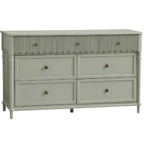 Pottery Barn Kids Chris Loves Julia Scallop 7-Drawer Dresser Stone Green