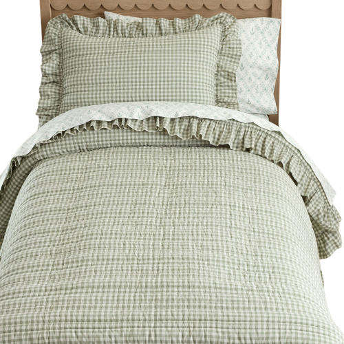 Pottery Barn Kids Chris Loves Julia Cabin Gingham Quilt & Shams