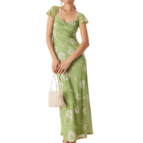 ASOS DESIGN twist front flutter sleeve midi tea dress