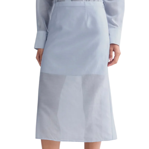 Midi Skirt in Cotton-Silk Organza | Kentucky Blue