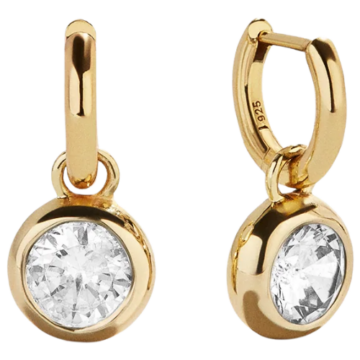 18k Gold Birthstone Drop Earrings – Crystal