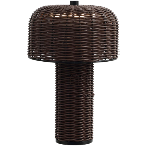 Mia 10" Modern Scandinavian Indoor/Outdoor Faux Wicker Rechargeable/Cordless Dimmable Integrated LED Table Lamp (Set of 2) Wayfair