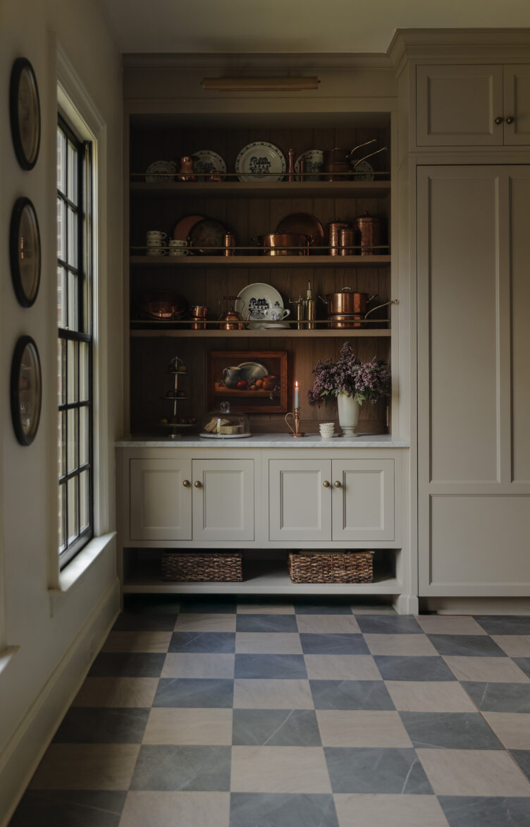 Slate & Beige Peel-and-Stick Floor Tiles in a traditional kitchen