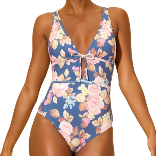 Target Women's Floral Print Plunge Tie Detail Cheeky Coverage One Piece