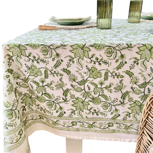 Rectangle Tablecloth - Green White Floral Chintz Wayfair