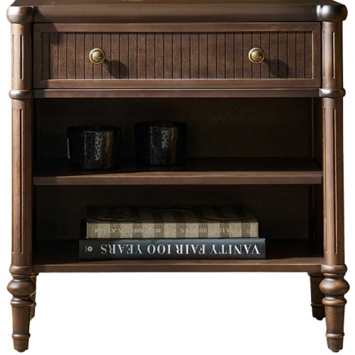 Hoai Transitional 26"W Fluted 1-Drawer Solid End Table