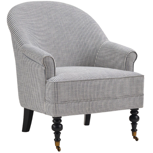 Classic Soft Upholstered Striped Arm Accent Chair