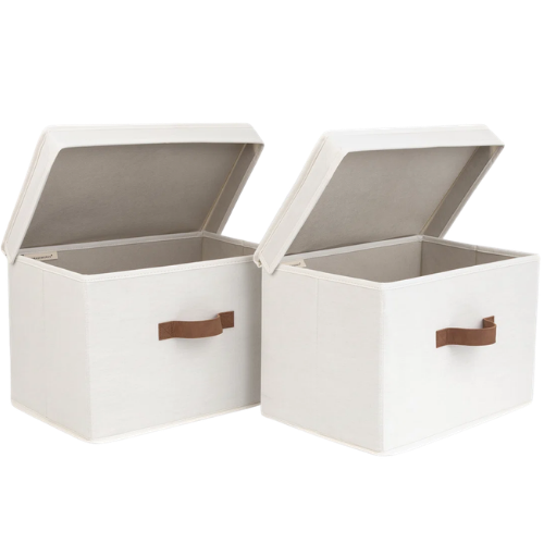 Collapsible Fabric Storage Bin with Lid and Handle (Set of 2) wayfair