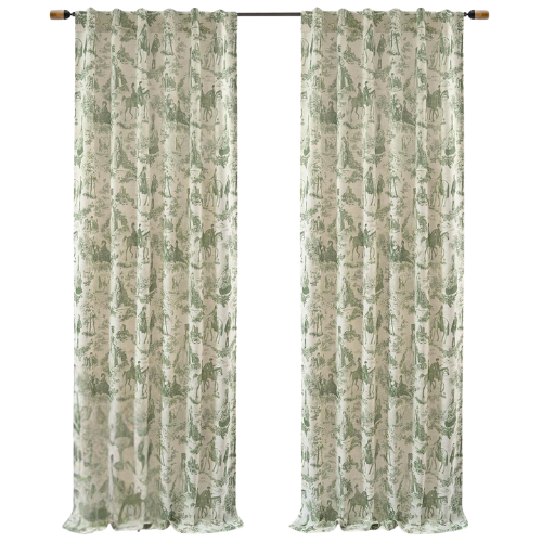 Blackout Toile Vintage Equestrian horse curtains amazon