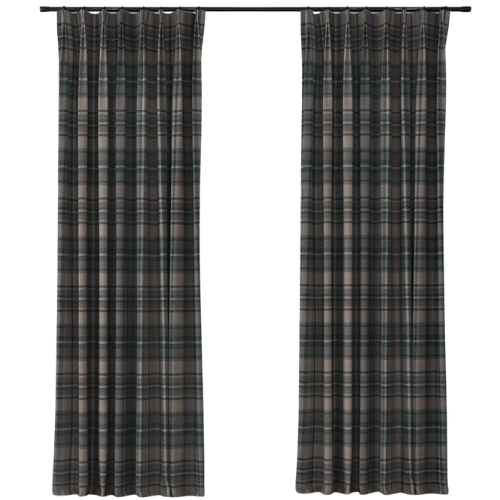 TWOPAGES Pinch Pleat Floral Curtain plaid