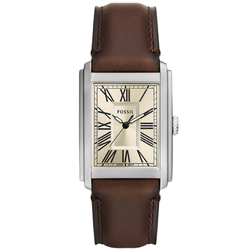 Carraway Three-Hand Brown Leather Watch Fossil