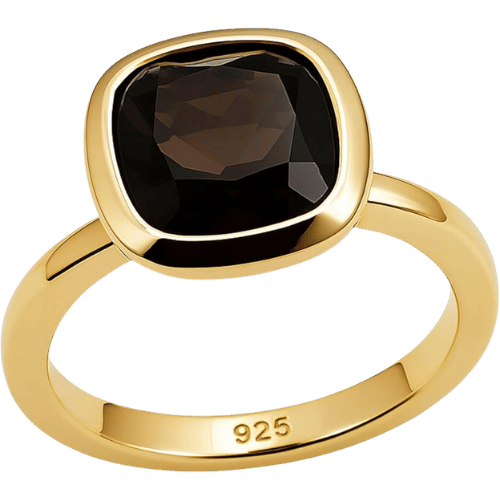Smokey Quartz Cushion Cut Ring Amazon gold