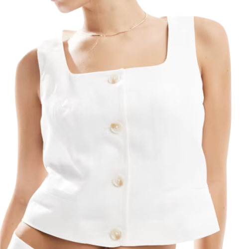 Vero Moda tailored square neck vest in white ASOS