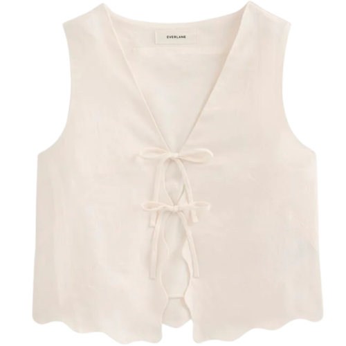 Everlane Tie-Front Scallop Tank in Linen