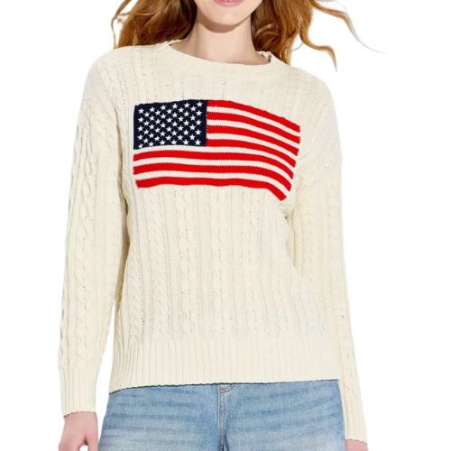 Target Women's Crewneck Americana Flag Pullover Sweater