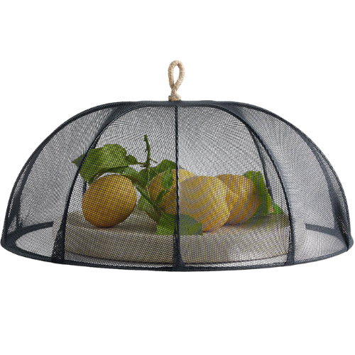 Crate & Barrel Black Mesh 18" Round Food Cove
