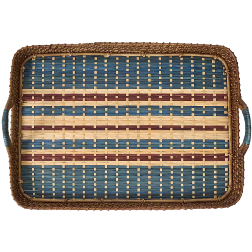 Over The Moon Danish Stripe 18" Tray in Navy